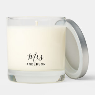 Mr and Mrs   Modern Script Personalized Latte Mug Scented Candle