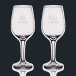 Mr and Mrs | Modern Script Personalized Name Wine Glass<br><div class="desc">"Mr and Mrs" Modern Script Personalized Couple Gift

Perfect as wedding gifts for newlywed,  wedding anniversary gifts,  Valentine's day gifts and gift for any occasions.</div>