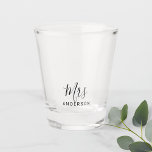 Mr and Mrs | Modern Script Personalized Shot Glass<br><div class="desc">"Mr and Mrs" Modern Script Personalized Couple Gift

Perfect as wedding gifts for newlywed,  wedding anniversary gifts,  Valentine's day gifts and gift for any occasions.</div>