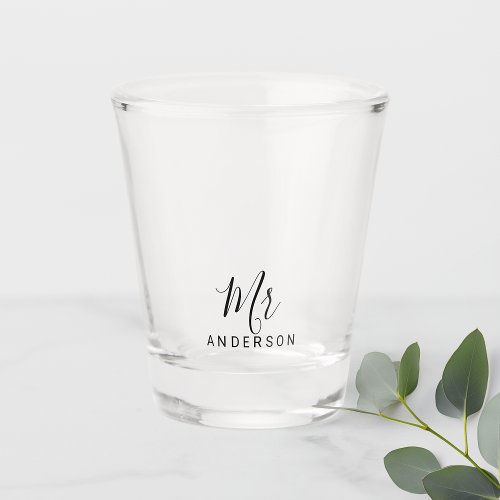 Mr and Mrs  Modern Script Personalized Shot Glass