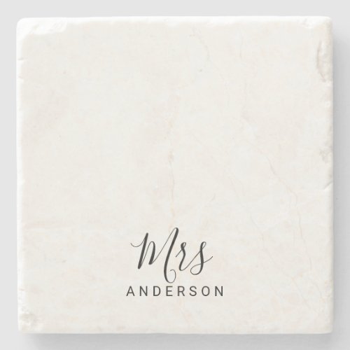 Mr and Mrs  Modern Script Personalized Stone Coaster