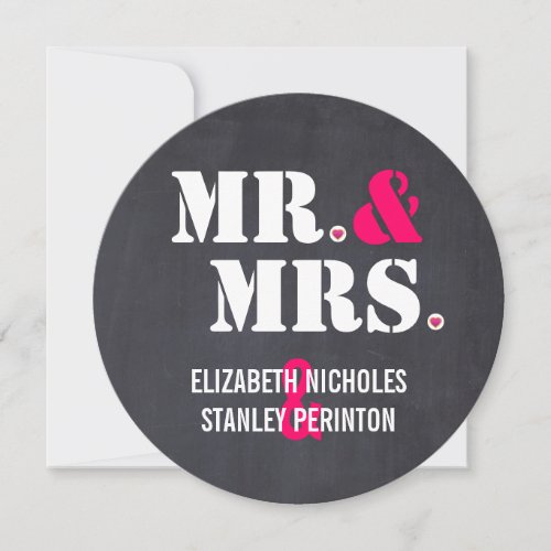 Mr and Mrs Modern typography black pink wedding Invitation