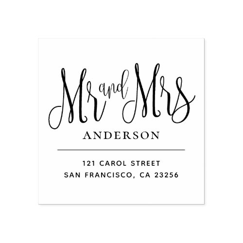 Mr and Mrs Modern wedding minimalist script Rubber Stamp