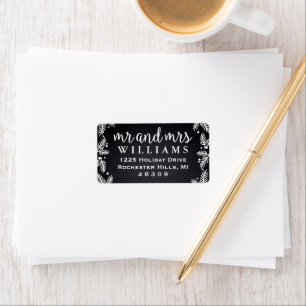 Mr and Mrs Monogram Black Holiday Address Label