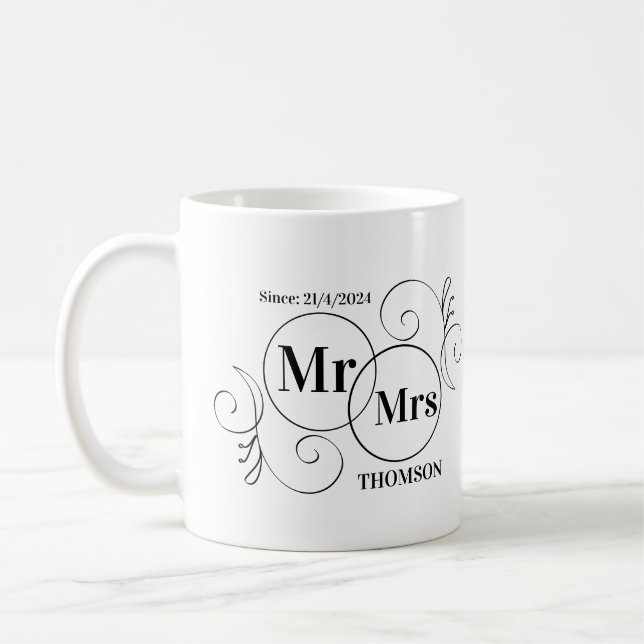 mr and mrs monogram coffee mug (Left)