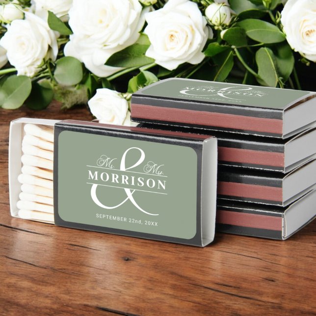 Mr and Mrs Monogram Sage Green Wedding Matches (Creator Uploaded)