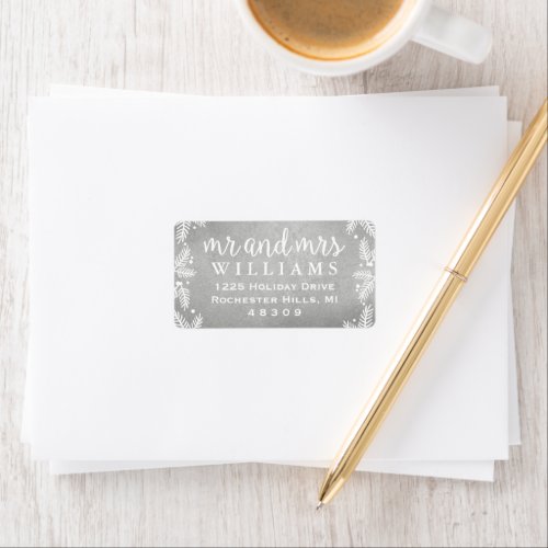 Mr and Mrs Monogram Silver Holiday Return Address Label