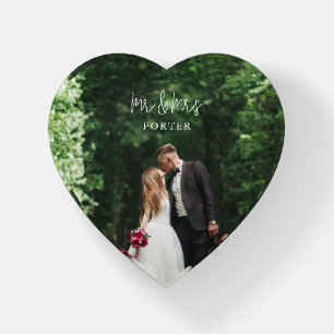 Mr. and Mrs. Monogram Wedding Photo Paperweight