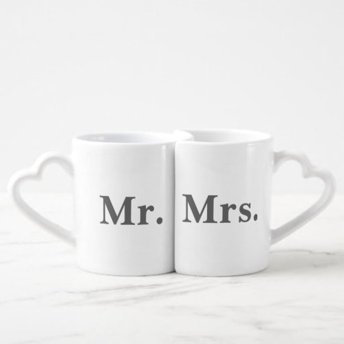Mr and Mrs mug set charcoal grey text