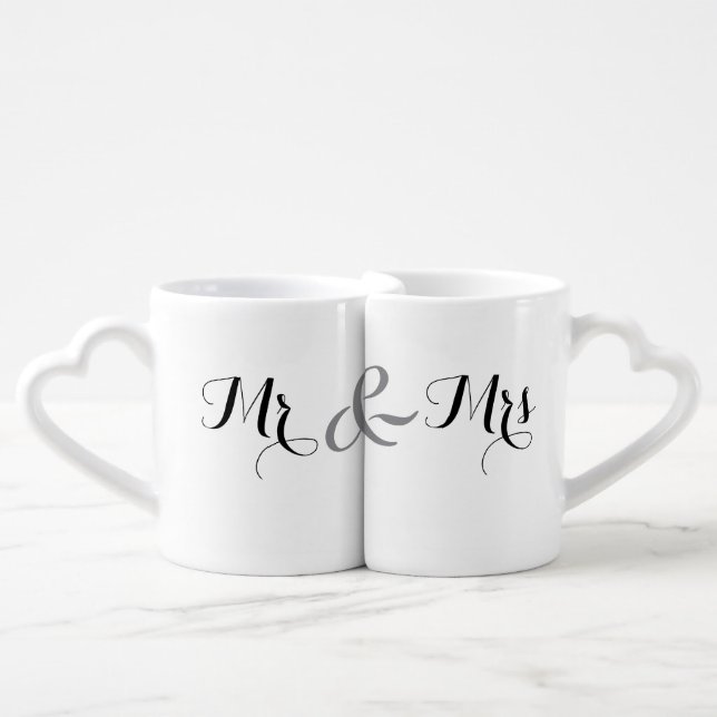 Mr and Mrs Mug Set, Two Hearts Become One (Front Nesting)