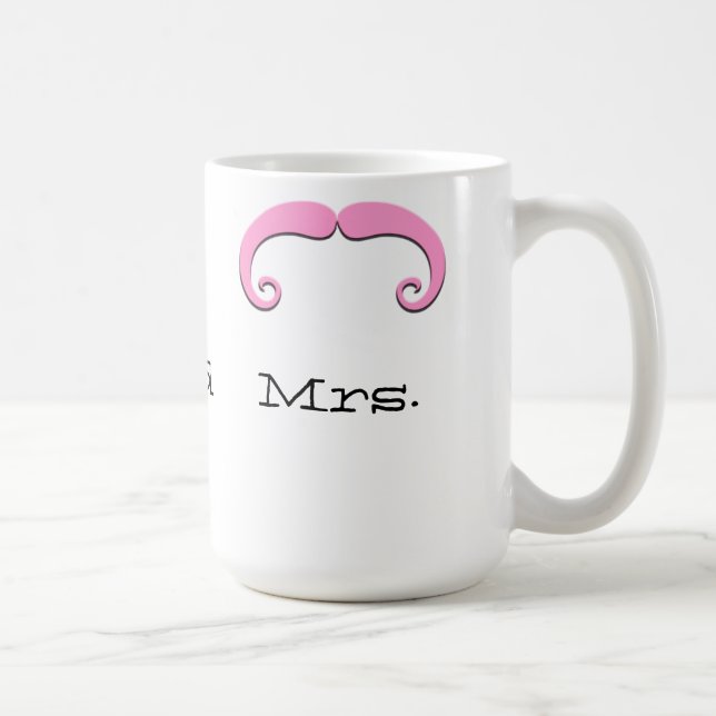 Mr. and Mrs. Mustache or Moustache Newly Weds Mug (Right)
