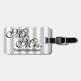 Mr. and Mrs. Name Click to Customize Color Stripes Luggage Tag