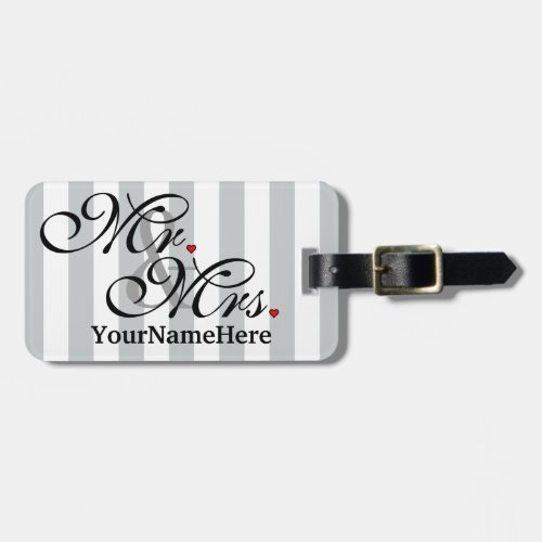 Mr and Mrs Name Click to Customize Color Stripes Luggage Tag