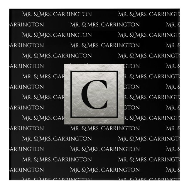 Mr. And Mrs. Name Monogram Black White  Acrylic Print (Front)