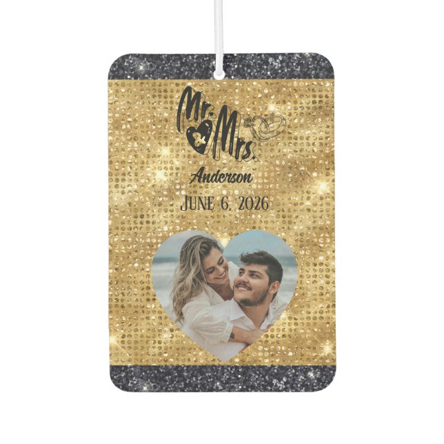 Mr and Mrs Name Photo Wedding Favor  Air Freshener (Front)