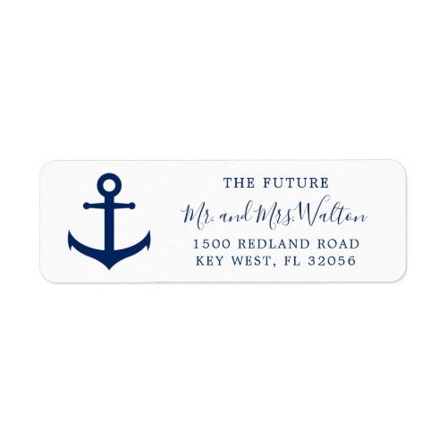 Mr and Mrs Nautical Anchor Wedding Return Address Label