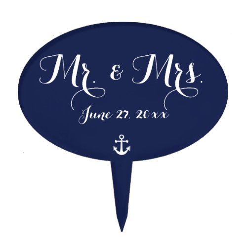 Mr and Mrs Nautical Wedding Cake Toppers
