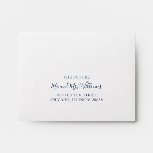 Mr and Mrs Navy Blue Self Addressed Wedding RSVP Envelope