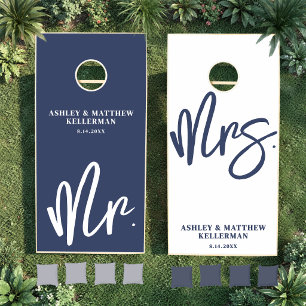 Mr. And Mrs. Navy Blue Wedding Cornhole Set