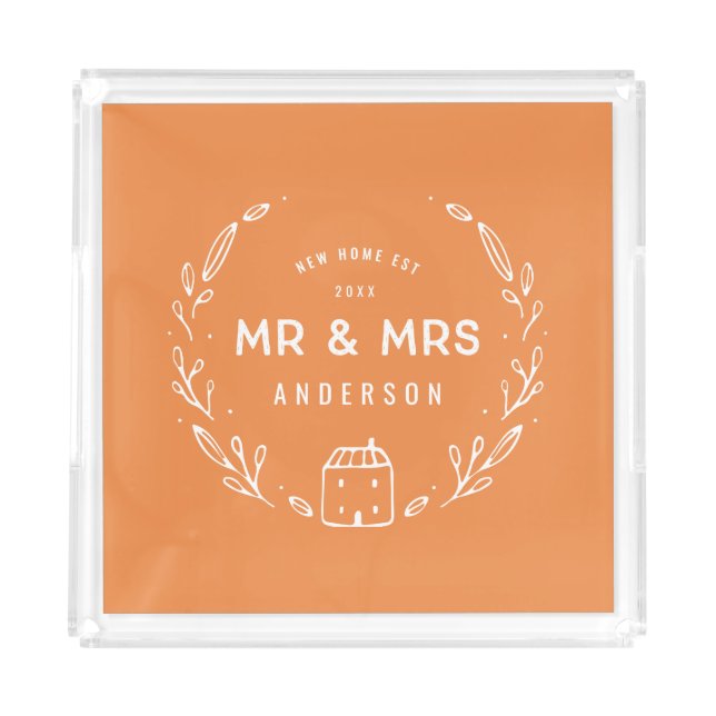 Mr and Mrs new home or newly weds Acrylic Tray (Front)