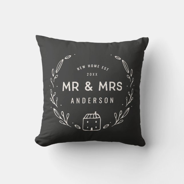 Mr and Mrs new home Throw Pillow (Front)