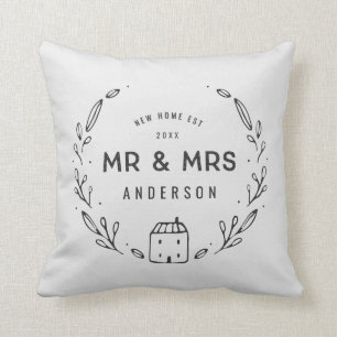 Mr and Mrs new home Throw Pillow