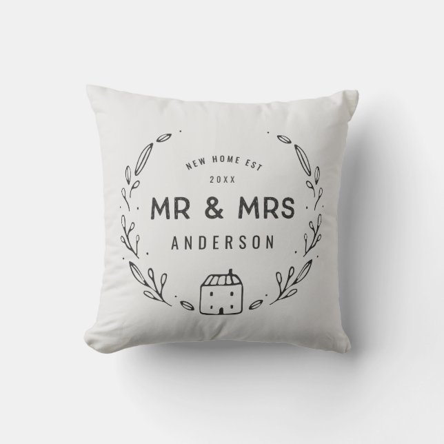 Mr and Mrs new home Throw Pillow (Front)