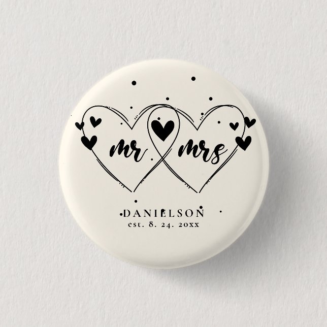 Mr. and Mrs. Newly Ivory Color Wedding Button (Front)