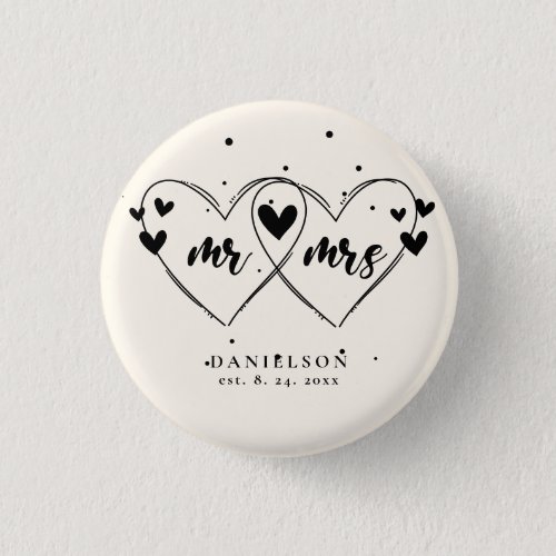 Mr and Mrs Newly Ivory Color Wedding Button