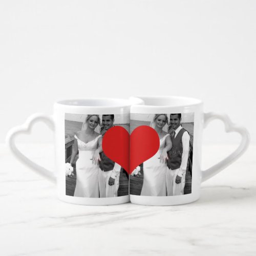 Mr and Mrs Newly Wed Heart Photo Wedding Coffee Mug Set
