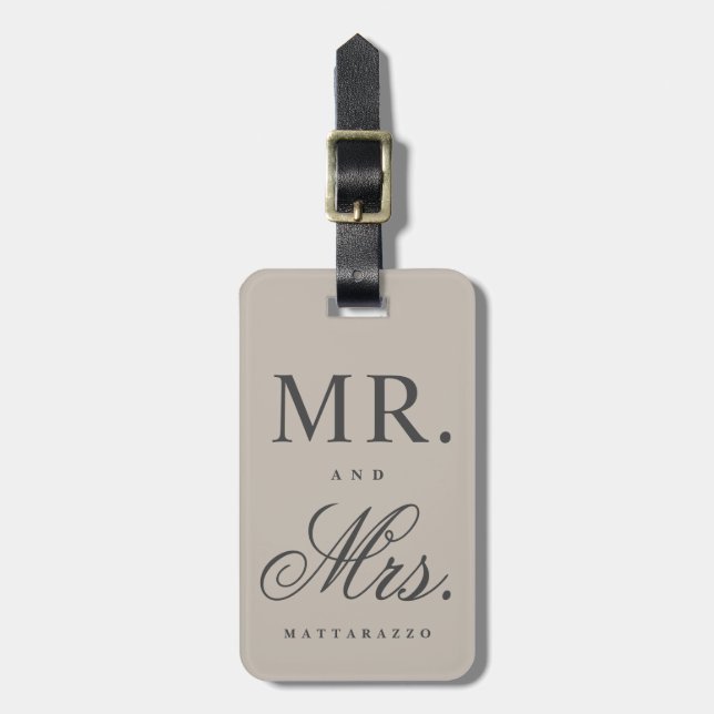 Mr. and Mrs. newly wed luggage tag (Front Vertical)
