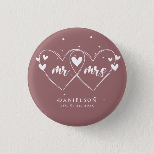 Mr and Mrs Newly Wed Mauve Wedding Button
