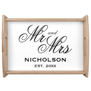 Mr and Mrs newly wedded couple wedding gift Serving Tray