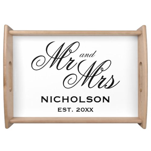 Mr and Mrs newly wedded couple wedding gift  Serving Tray