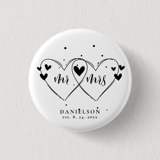 Mr. and Mrs. Newly Weds Wedding Button (Front)