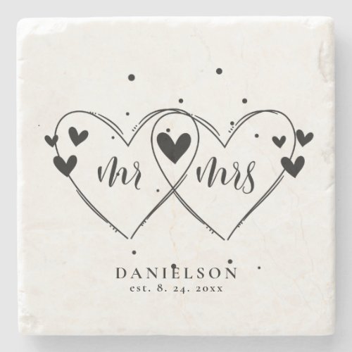 Mr and Mrs Newly Weds Wedding  Stone Coaster