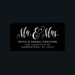 Mr and Mrs newlywed black return address Label<br><div class="desc">Designed to coordinate with the Newlywed holiday card and gift collection, this simple return address label / envelope seal features a modern script type treatment of "Mr. and Mrs." along with name and address. It also works well as wedding thank you return address label. The color can be coordinated by...</div>