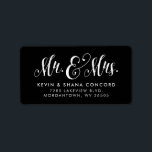 Mr and Mrs newlywed black return address Label<br><div class="desc">Designed to coordinate with the Newlywed holiday card and gift collection, this simple return address label / envelope seal features a modern script type treatment of "Mr. and Mrs." along with name and address. It also works well as wedding thank you return address label. The color can be coordinated by...</div>