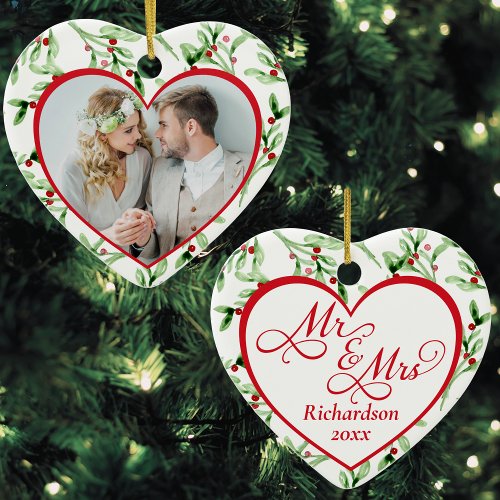 Mr and Mrs Newlywed Christmas Ceramic Ornament
