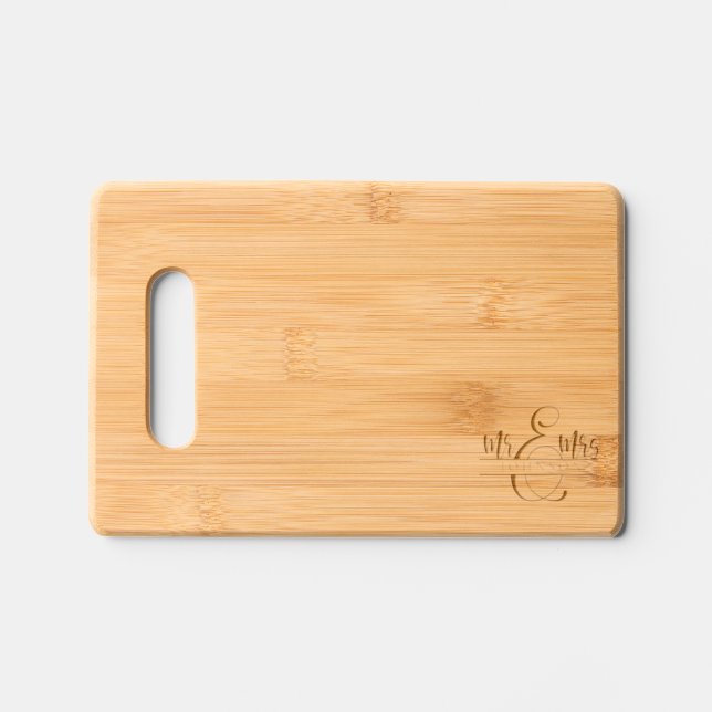 Mr. and Mrs. Newlywed Couple Gifts Engraved Cutting Board (Front)