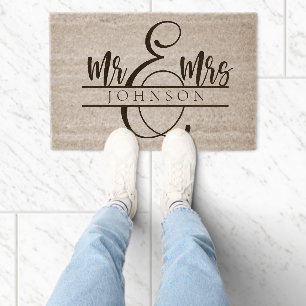 Mr. and Mrs. Newlywed Couple Gifts Fiber Doormat