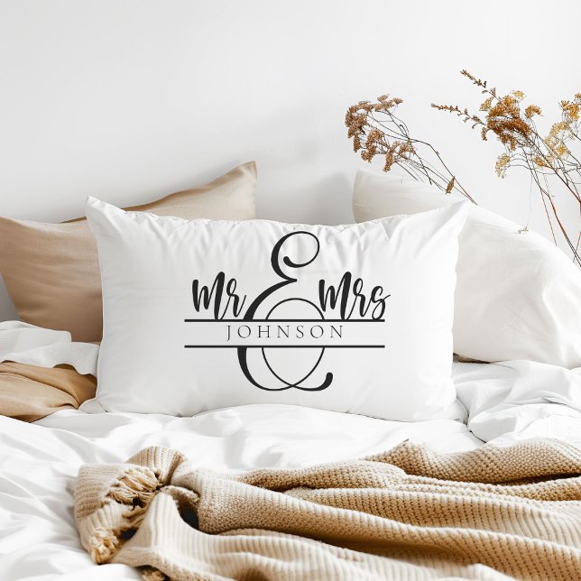 Mr. and Mrs. Newlywed Couple Gifts Lumbar Pillow (Creator Uploaded)