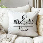 Mr. and Mrs. Newlywed Couple Gifts Throw Pillow<br><div class="desc">Celebrate the newlyweds with this charming Mr. and Mrs. Newlywed Couple Gifts pillow!</div>