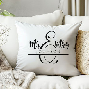 Mr. and Mrs. Newlywed Couple Gifts Throw Pillow