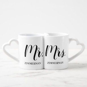 Mr. and Mrs. Newlywed Couples Cute Coffee Mug Set