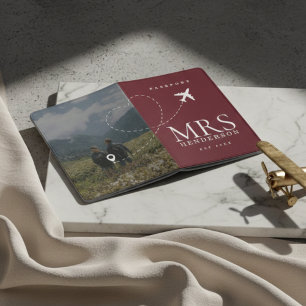 Mr and Mrs Newlywed One Photo Airplane Passport Holder