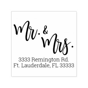 Mr. and Mrs. Newlywed Return Address Self-inking Stamp