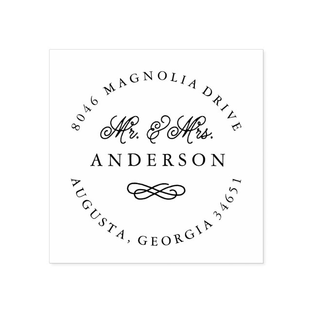 Mr. and Mrs. Newlywed Return Address Stamp (Imprint)