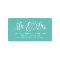 Mr and Mrs newlywed teal return address