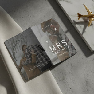 Mr and Mrs Newlywed Two Photo Airplane Passport Holder